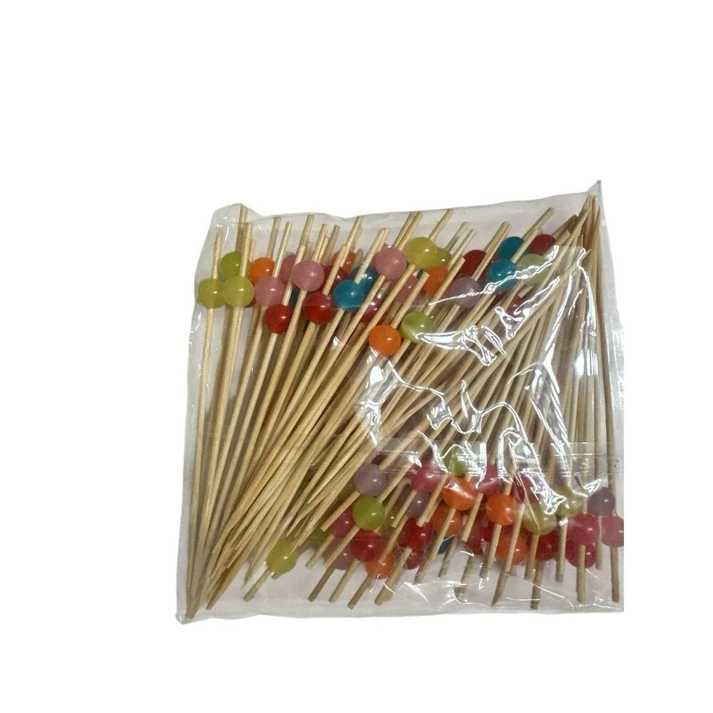 NEW 200pc 2 Packs Bamboo & Wood Colorful Cocktail Picks Appetizer Skewers